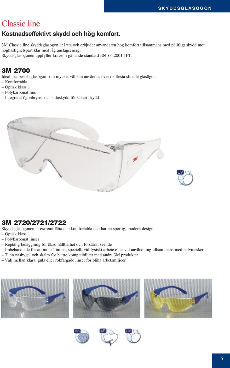 gällande standard EN166:2001 1FT. 3M 2700 Idealiska besöksglasögon som mycket väl kan användas över de flesta slipade glasögon.