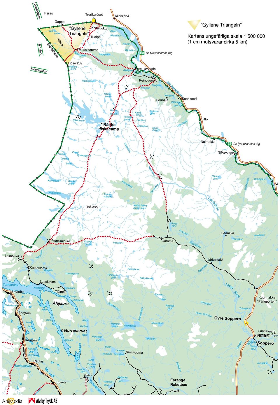 E8 De fyra vindarnas väg Röse 289 Rostadalen Keinovuopio Arpojaure Rounala Saarikoski Naimakka