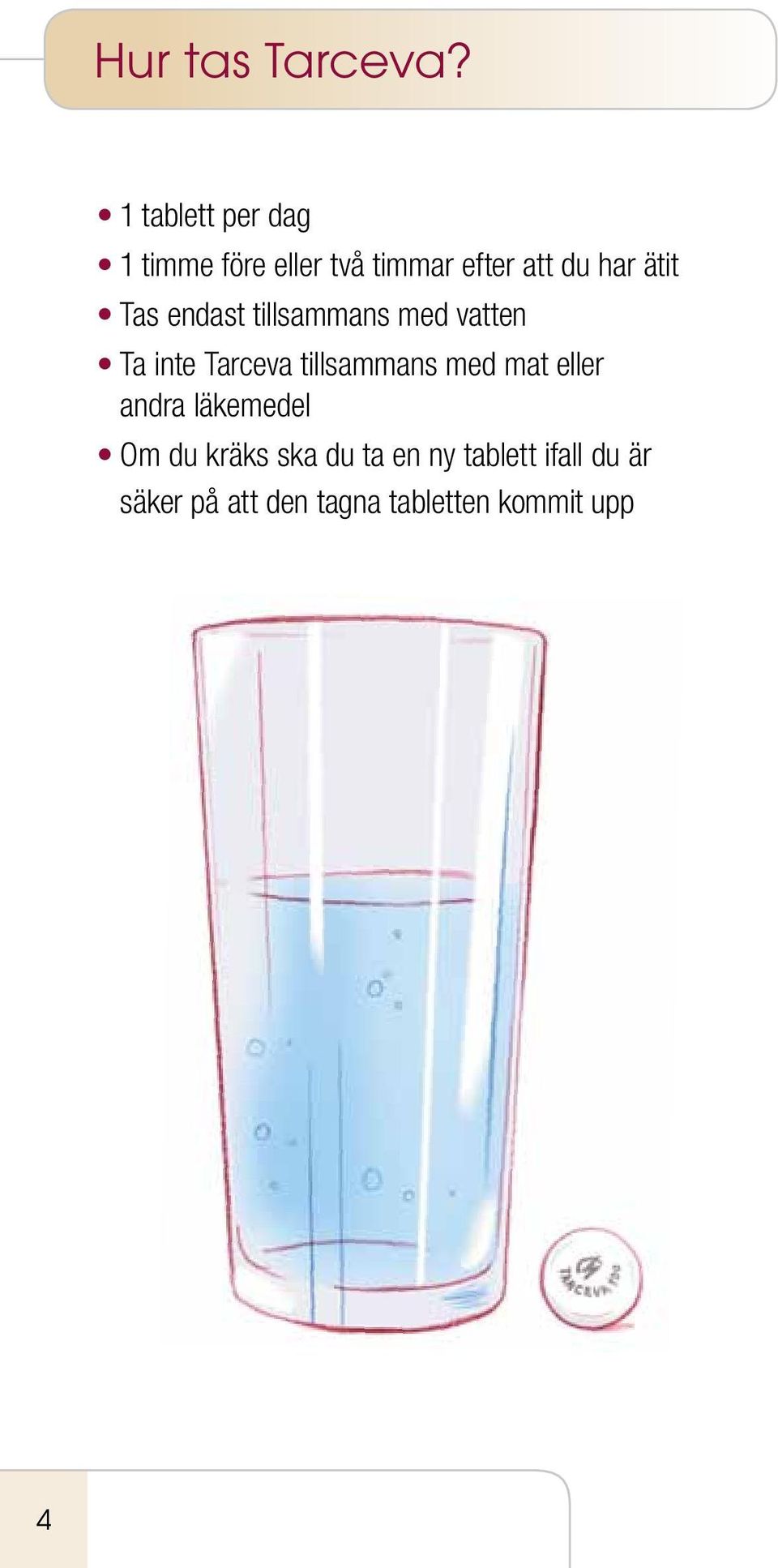 ätit Tas endast tillsammans med vatten Ta inte Tarceva tillsammans