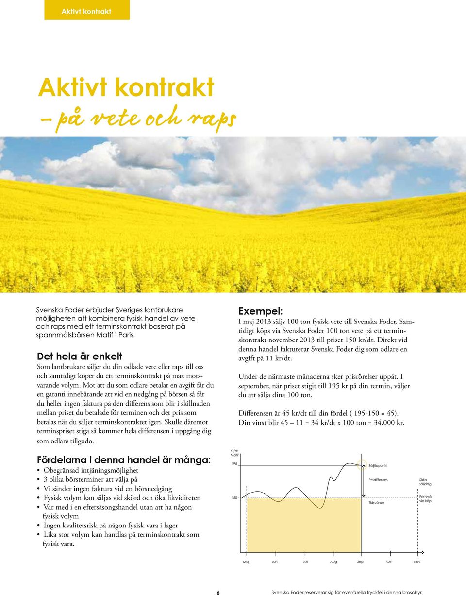 Mot att du som odlare betalar en avgift får du en garanti innebärande att vid en nedgång på börsen så får du heller ingen faktura på den dif ferens som blir i skillnaden mellan priset du betalade för