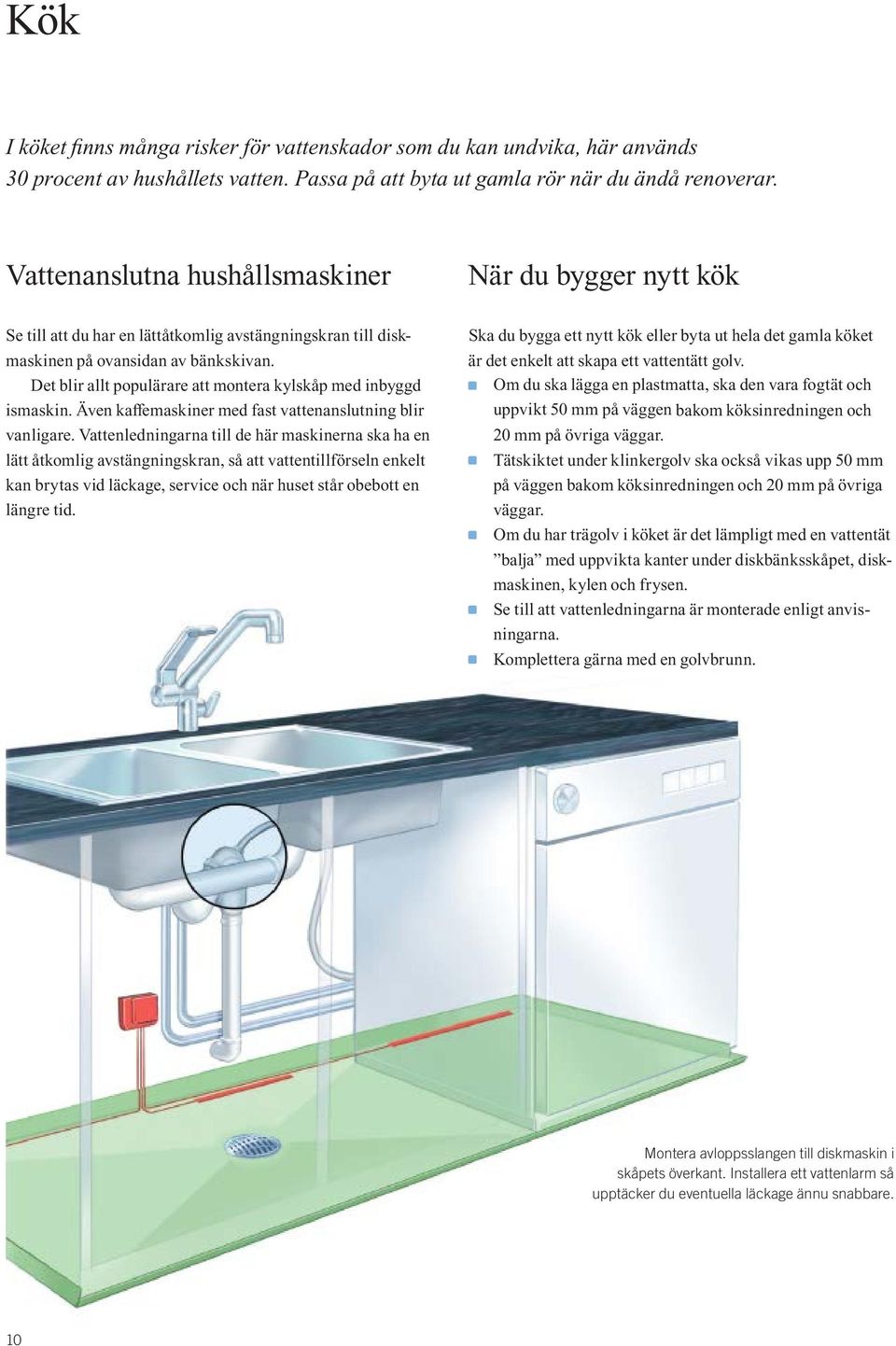 Det blir allt populärare att montera kylskåp med inbyggd ismaskin. Även kaffemaskiner med fast vattenanslutning blir vanligare.