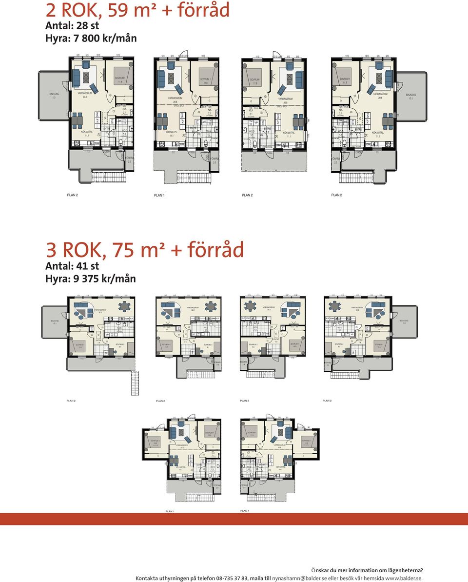 kr/mån 3 ROK, 75 m² +