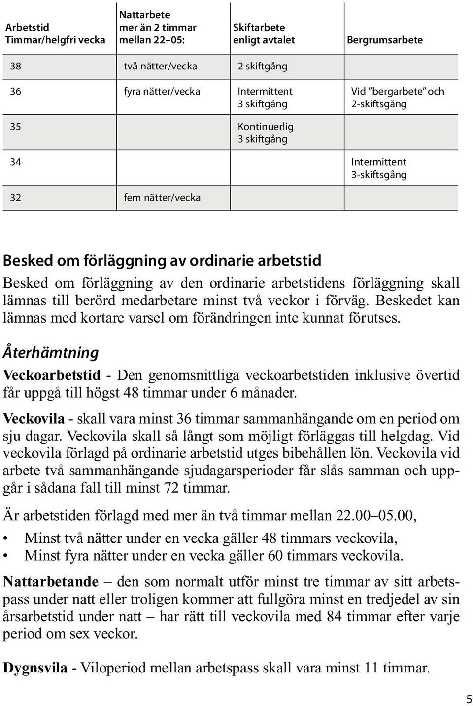 arbetstidens förläggning skall lämnas till berörd medarbetare minst två veckor i förväg. Beskedet kan lämnas med kortare varsel om förändringen inte kunnat förutses.