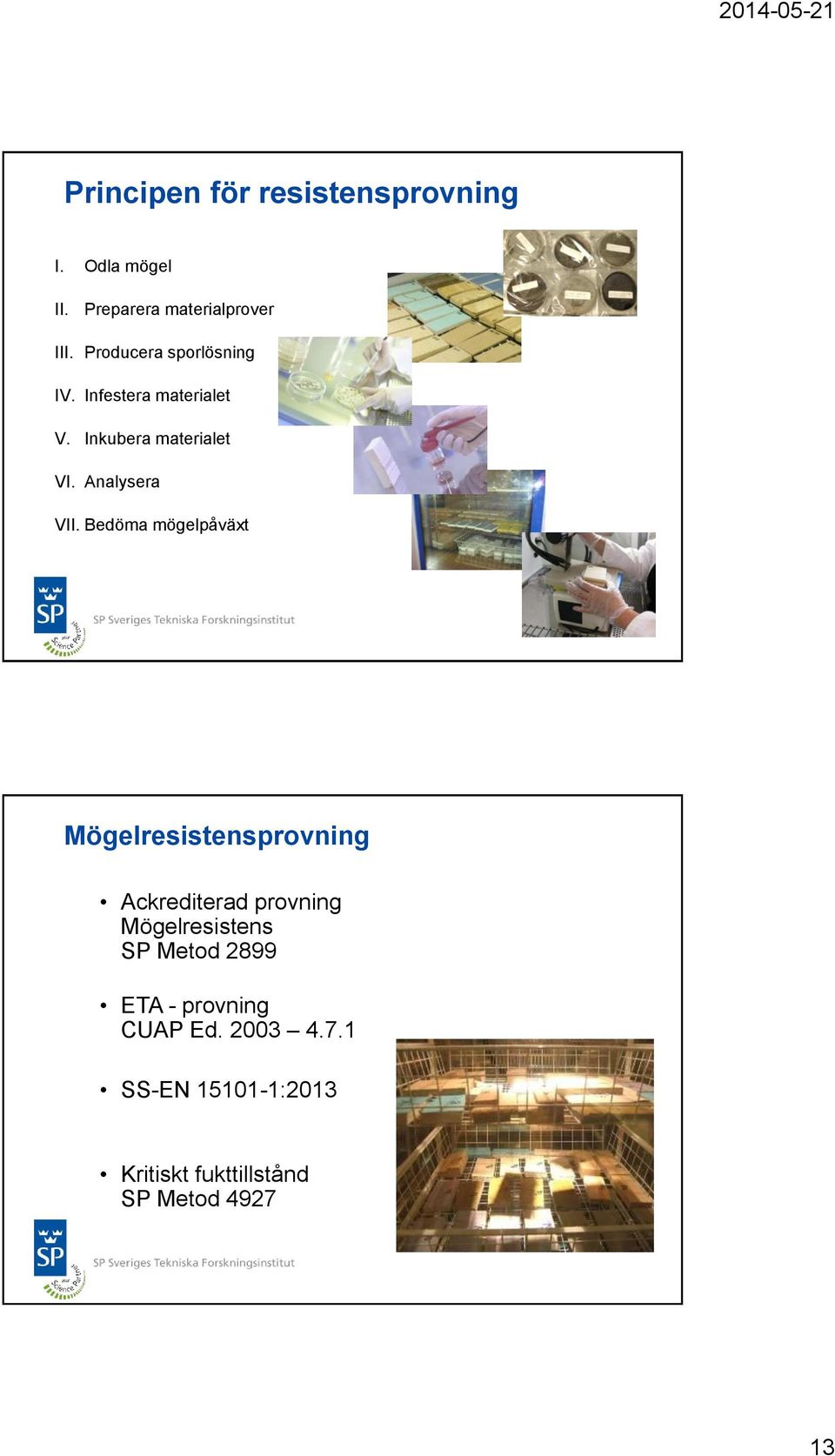 Bedöma mögelpåväxt Mögelresistensprovning Ackrediterad provning Mögelresistens SP Metod