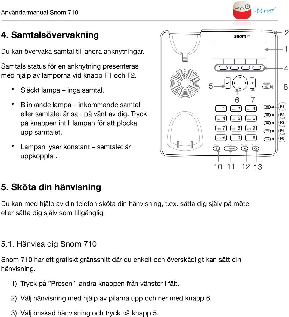 . Sköta din hänvisning 0 3 Du kan med hjälp av din telefon sköta din hänvisning, t.ex. sätta dig själv på möte eller sätta dig själv som tillgänglig.