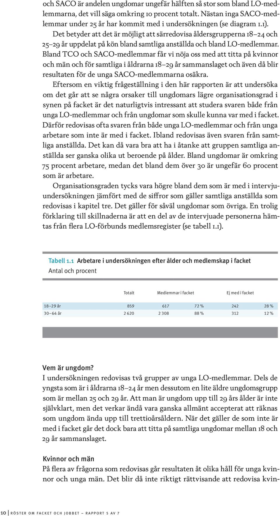 Det betyder att det är möjligt att särredovisa åldersgrupperna 18 24 och 25 29 år uppdelat på kön bland samtliga anställda och bland LO-medlemmar.