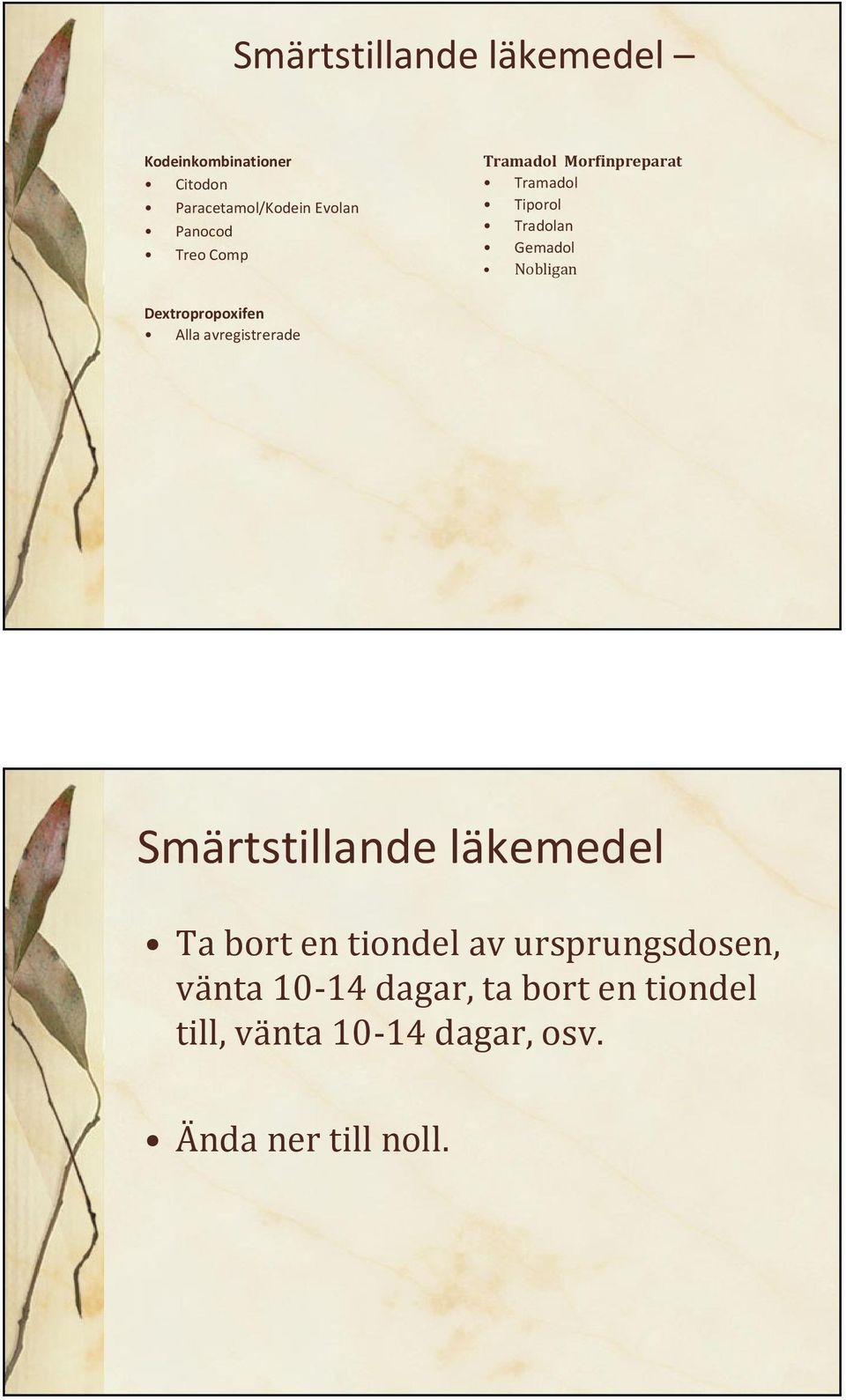 Dextropropoxifen Alla avregistrerade Smärtstillande läkemedel Ta bort en tiondel av