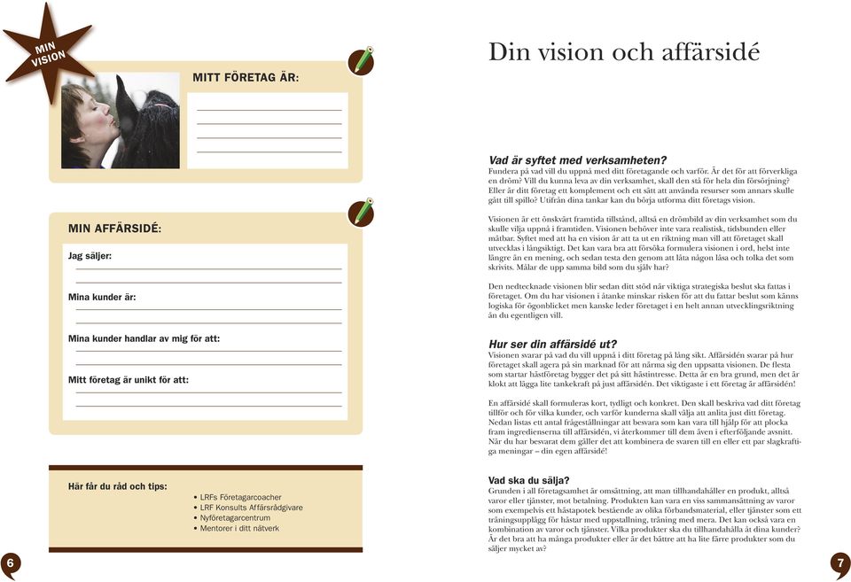 Utfrån dna tankar kan du börja utforma dtt företags vson.