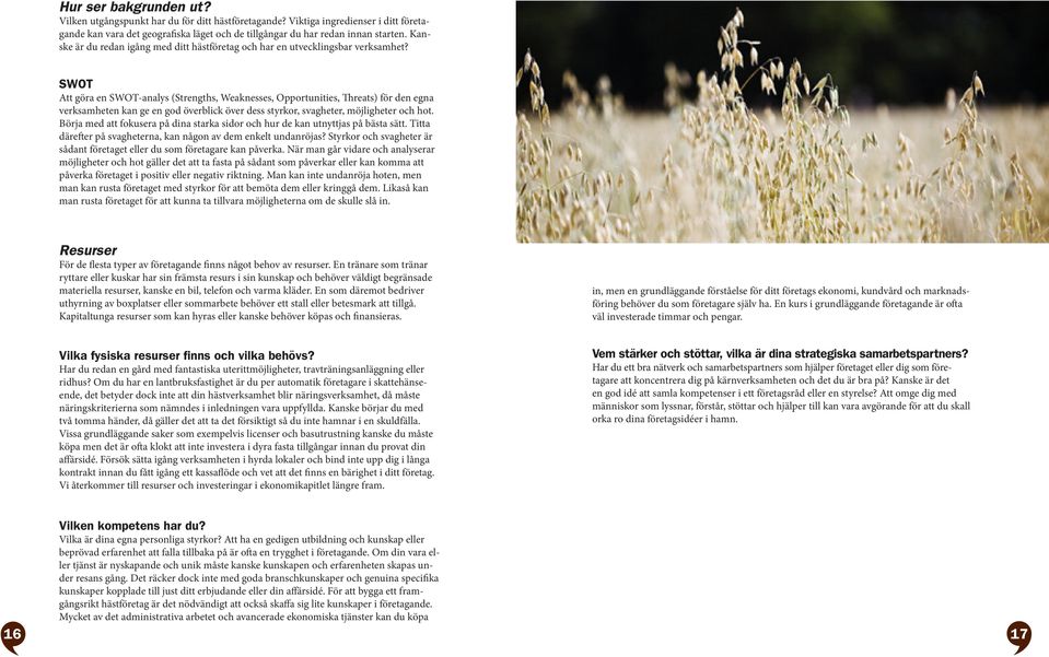 SWOT Att göra en SWOT-analys (Strengths, Weaknesses, Opportuntes, Threats) för den egna verksamheten kan ge en god överblck över dess styrkor, svagheter, möjlgheter och hot.