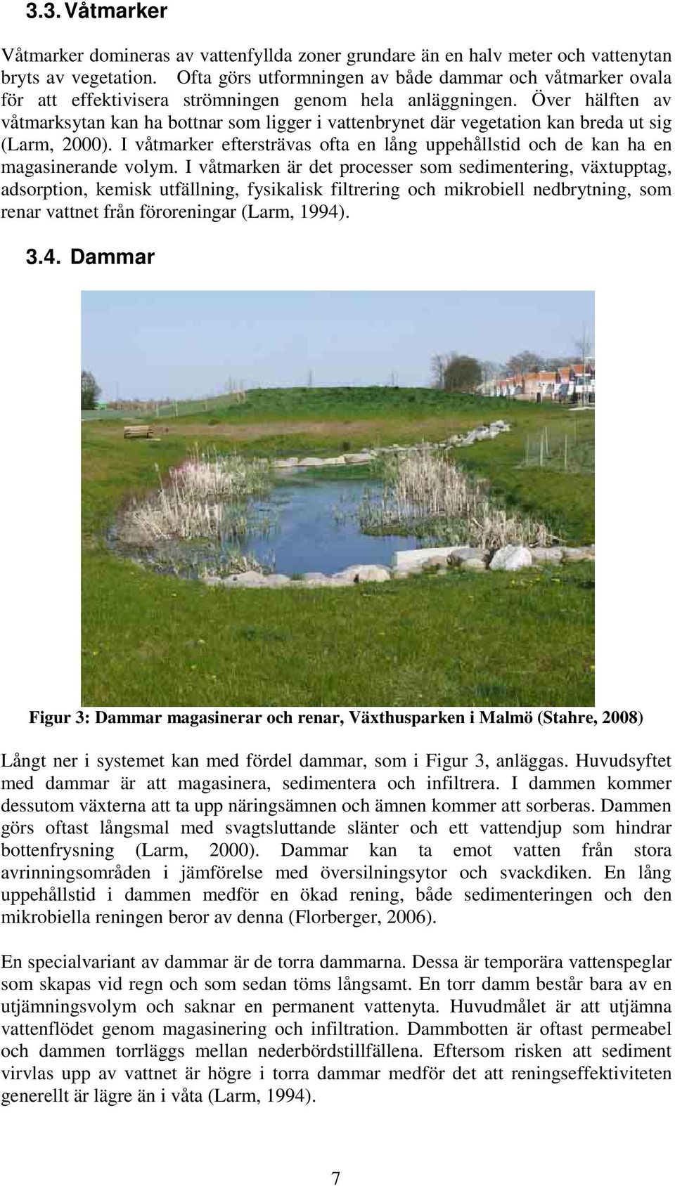 Över hälften av våtmarksytan kan ha bottnar som ligger i vattenbrynet där vegetation kan breda ut sig (Larm, 2000).