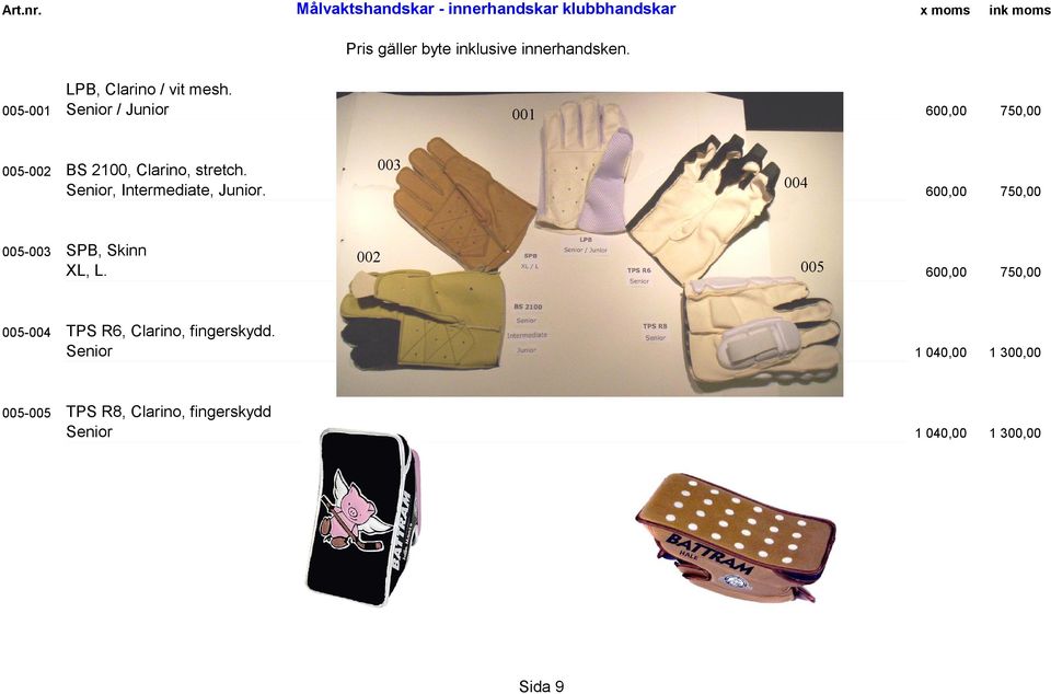 Senior 1 040,00 1 TPS R8, Clarino, fingerskydd Senior 1 040,00 1 Pris gäller byte inklusive