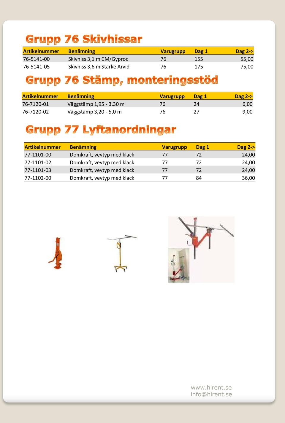 77-1101-00 Domkraft, vevtyp med klack 77 72 24,00 77-1101-02 Domkraft, vevtyp med klack 77 72