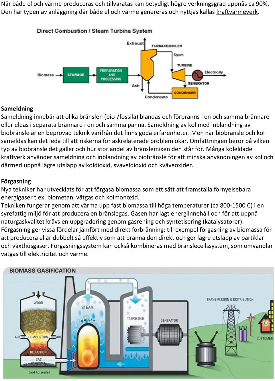 Sameldning av kol med inblandning av biobränsle är en beprövad teknik varifrån det finns goda erfarenheter.