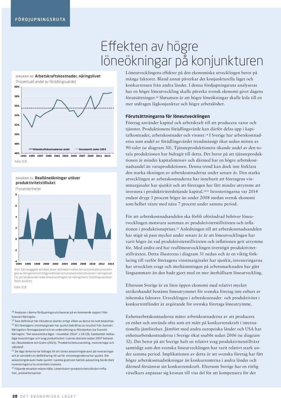 I denna fördjupningsruta analyseras hur en högre löneutveckling skulle påverka svensk ekonomi givet dagens förutsättningar.