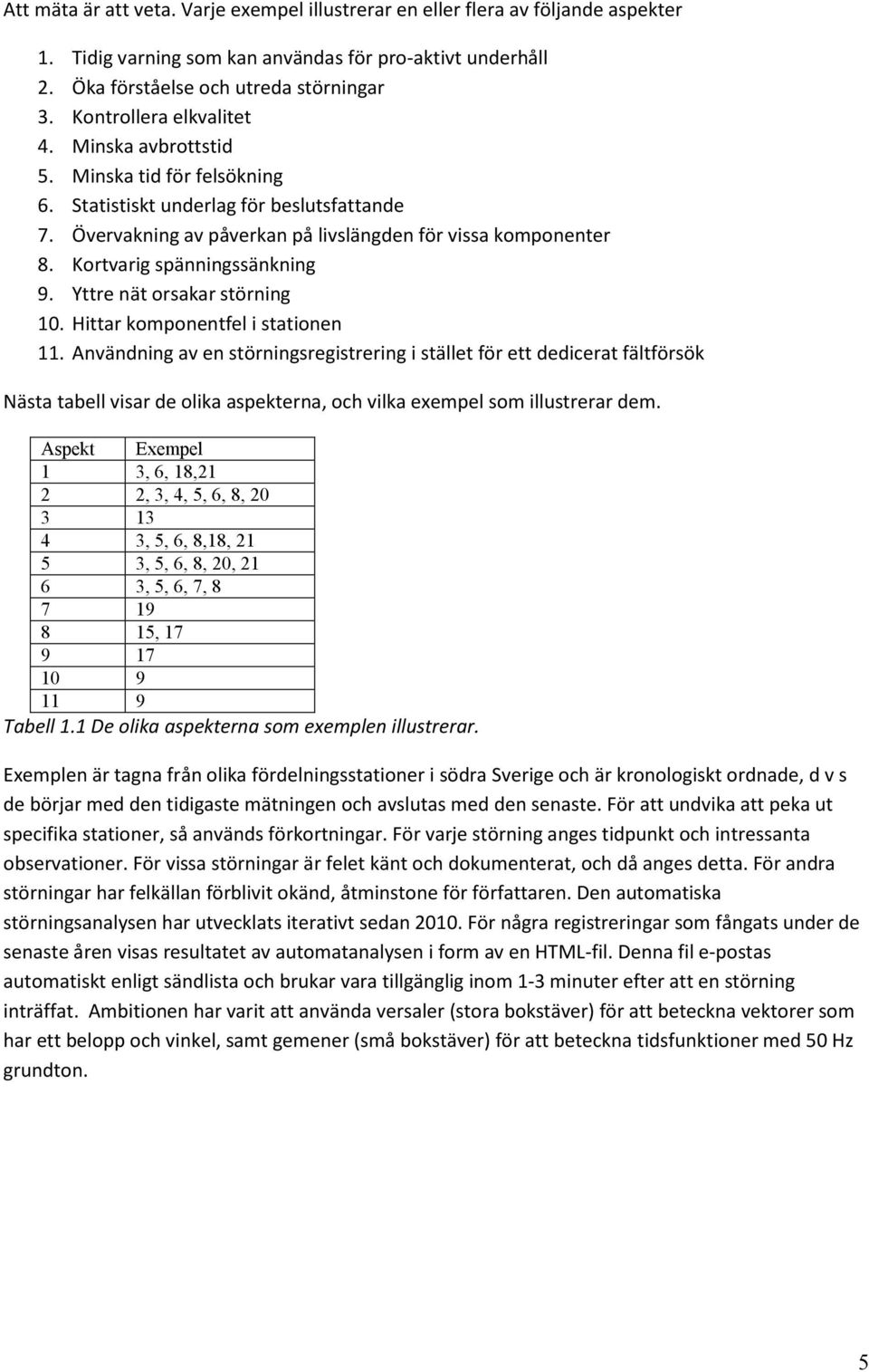 Kortvarig spänningssänkning 9. Yttre nät orsakar störning 10. Hittar komponentfel i stationen 11.