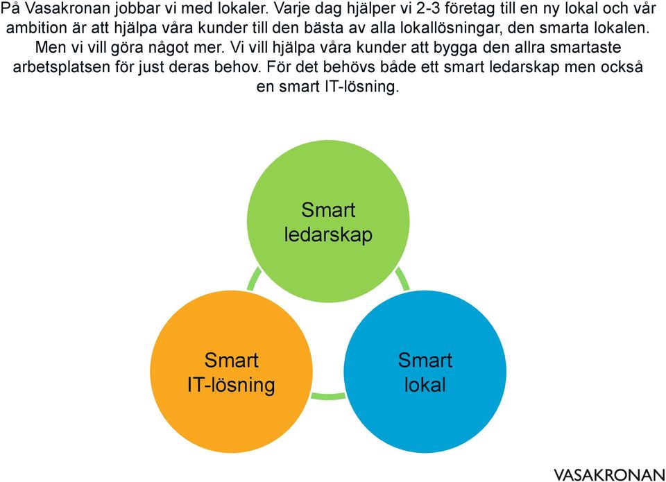 bästa av alla lokallösningar, den smarta lokalen. Men vi vill göra något mer.