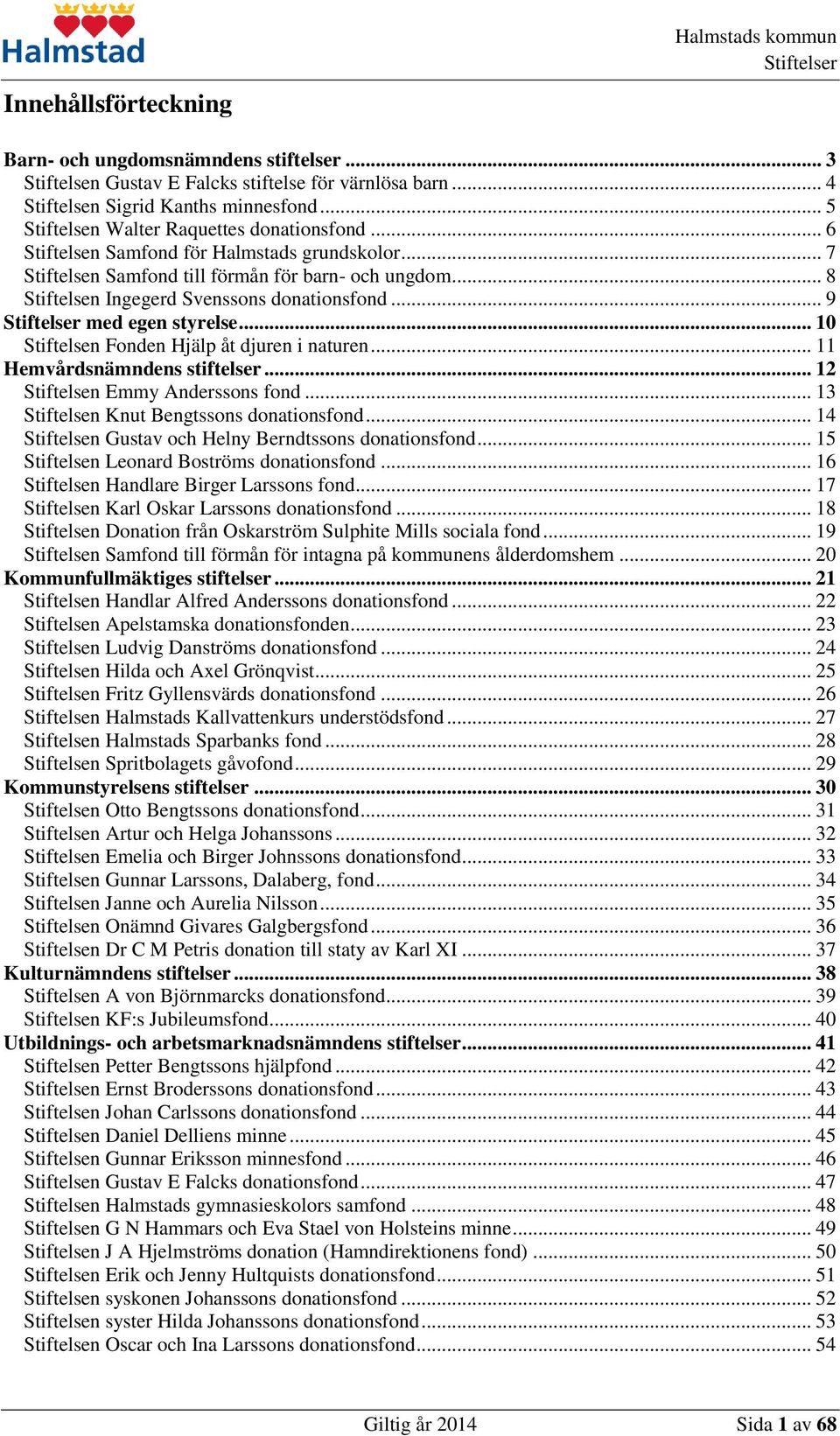 HALMSTADS KOMMUN STIFTELSER Kortfattade beskrivningar. Förvaltningssorterad  rapport - PDF Free Download