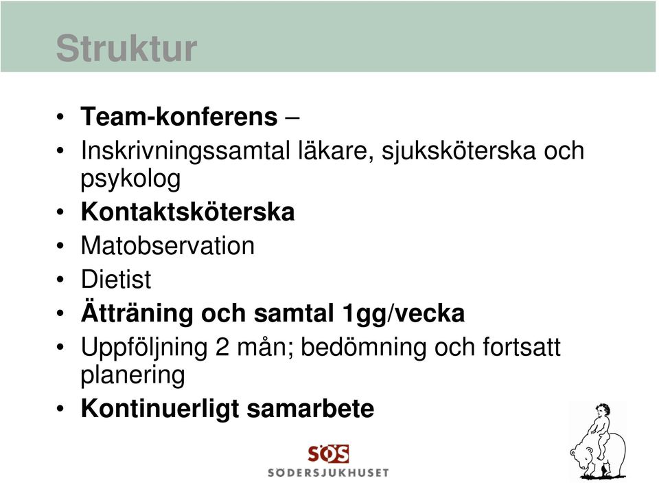 Matobservation Dietist Ätträning och samtal 1gg/vecka