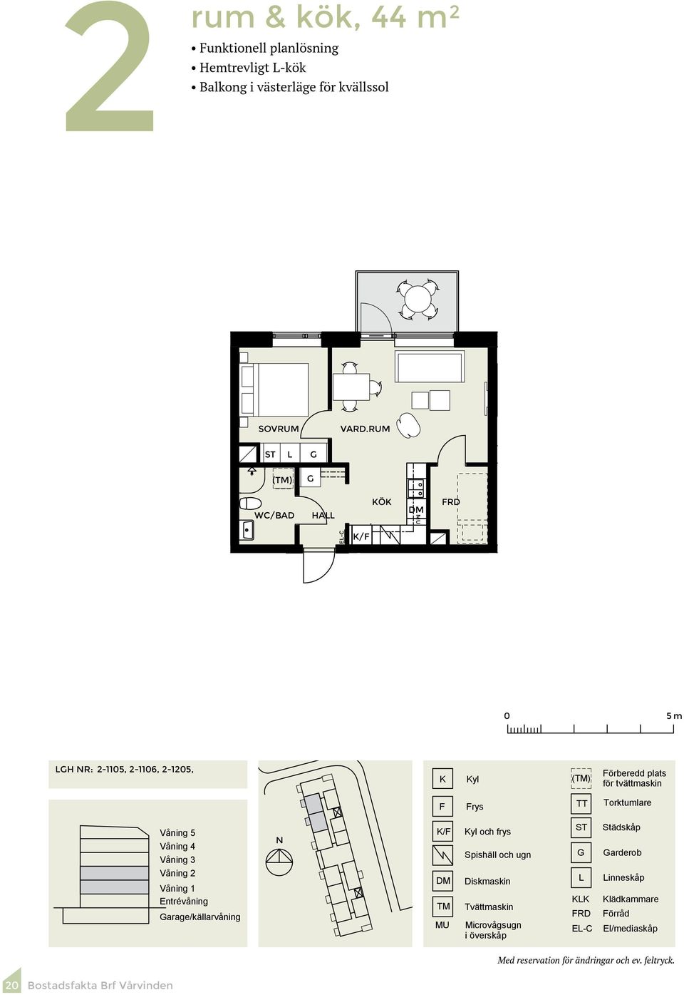 nr 2-13 ÅBY ABACE 1,12 2 rok med balkong 44 m² Obj.