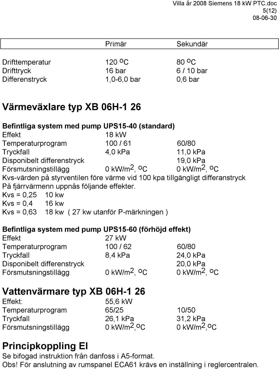 kpa tillgängligt differanstryck På fjärrvärmenn uppnås följande effekter.