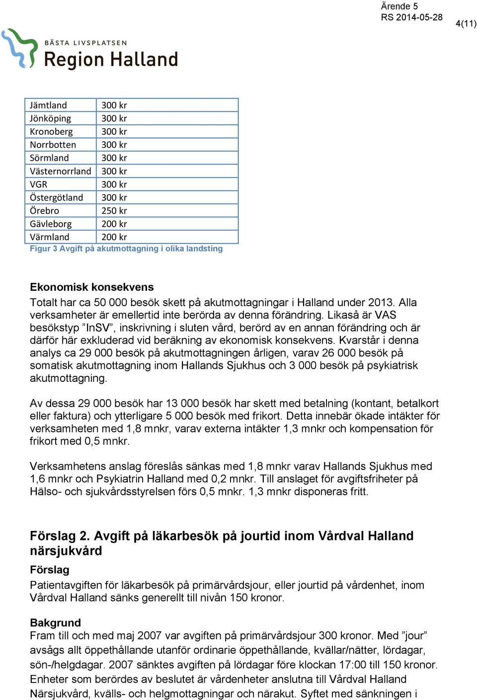 Likaså är VAS besökstyp InSV, inskrivning i sluten vård, berörd av en annan förändring och är därför här exkluderad vid beräkning av ekonomisk konsekvens.