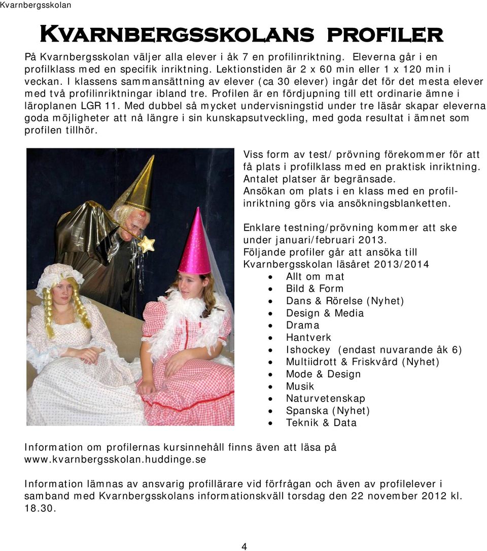 Profilen är en fördjupning till ett ordinarie ämne i läroplanen LGR 11.
