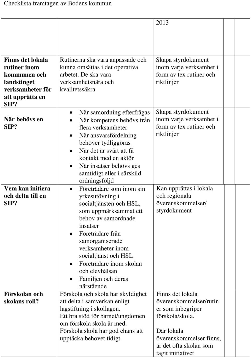 De ska vara verksamhetsnära och kvalitetssäkra När samordning efterfrågas När kompetens behövs från flera verksamheter När ansvarsfördelning behöver tydliggöras När det är svårt att få kontakt med en