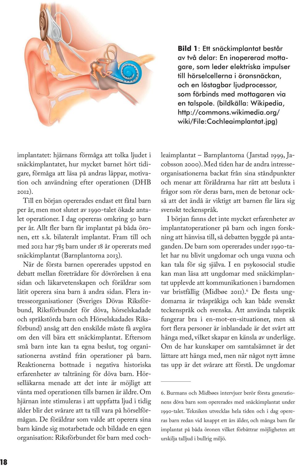 jpg) implantatet: hjärnans förmåga att tolka ljudet i snäckimplantatet, hur mycket barnet hört tidigare, förmåga att läsa på andras läppar, motivation och användning efter operationen (DHB 2012).