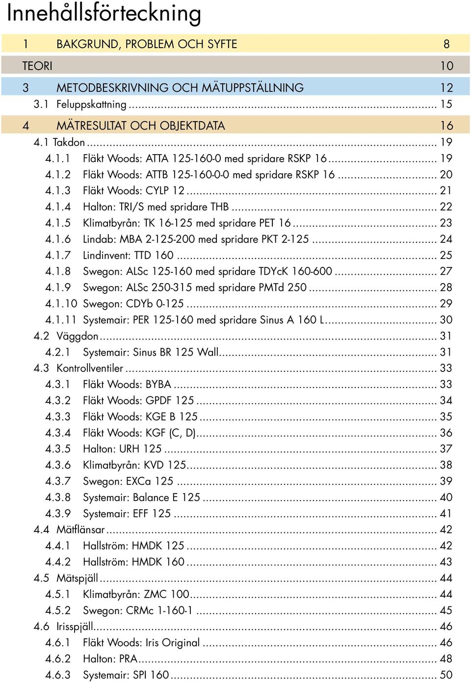 1.6 Lindab: MBA 2-125-200 med spridare PKT 2-125... 24 4.1.7 Lindinvent: TTD 160... 25 4.1.8 Swegon: ALSc 125-160 med spridare TDYcK 160-600... 27 4.1.9 Swegon: ALSc 250-315 med spridare PMTd 250.