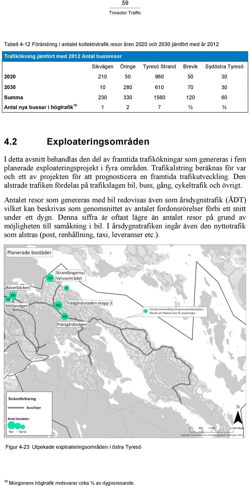 2 Exploateringsområden I detta avsnitt behandlas den del av framtida trafikökningar som genereras i fem planerade exploateringsprojekt i fyra områden.