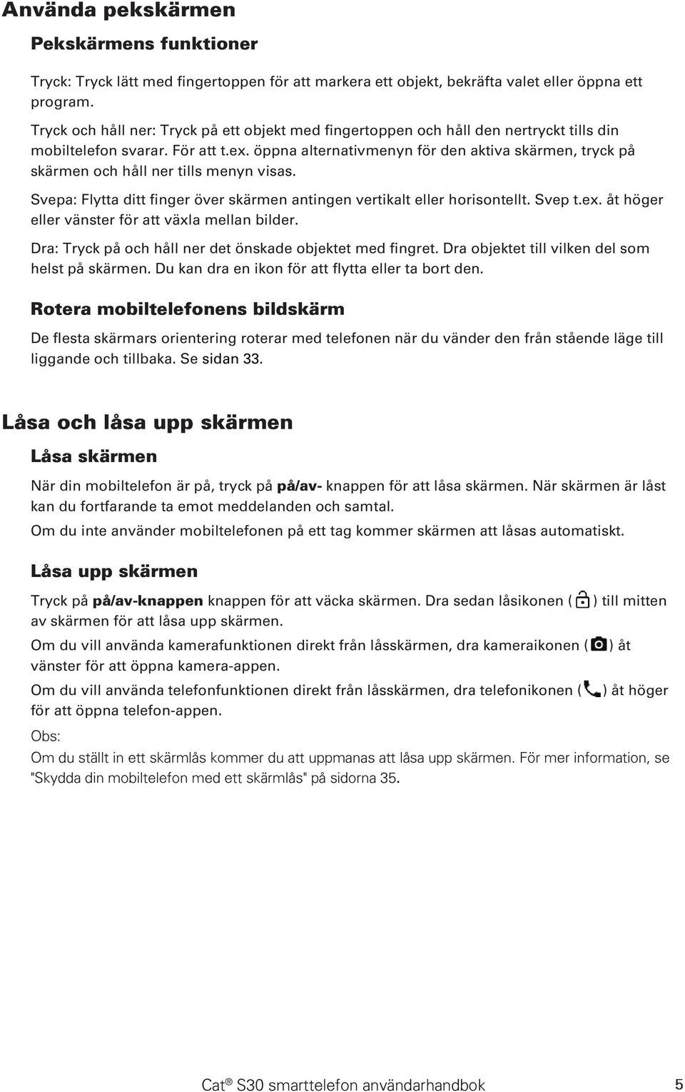 Cat S30 smarttelefon Användarhandbok - PDF Gratis nedladdning