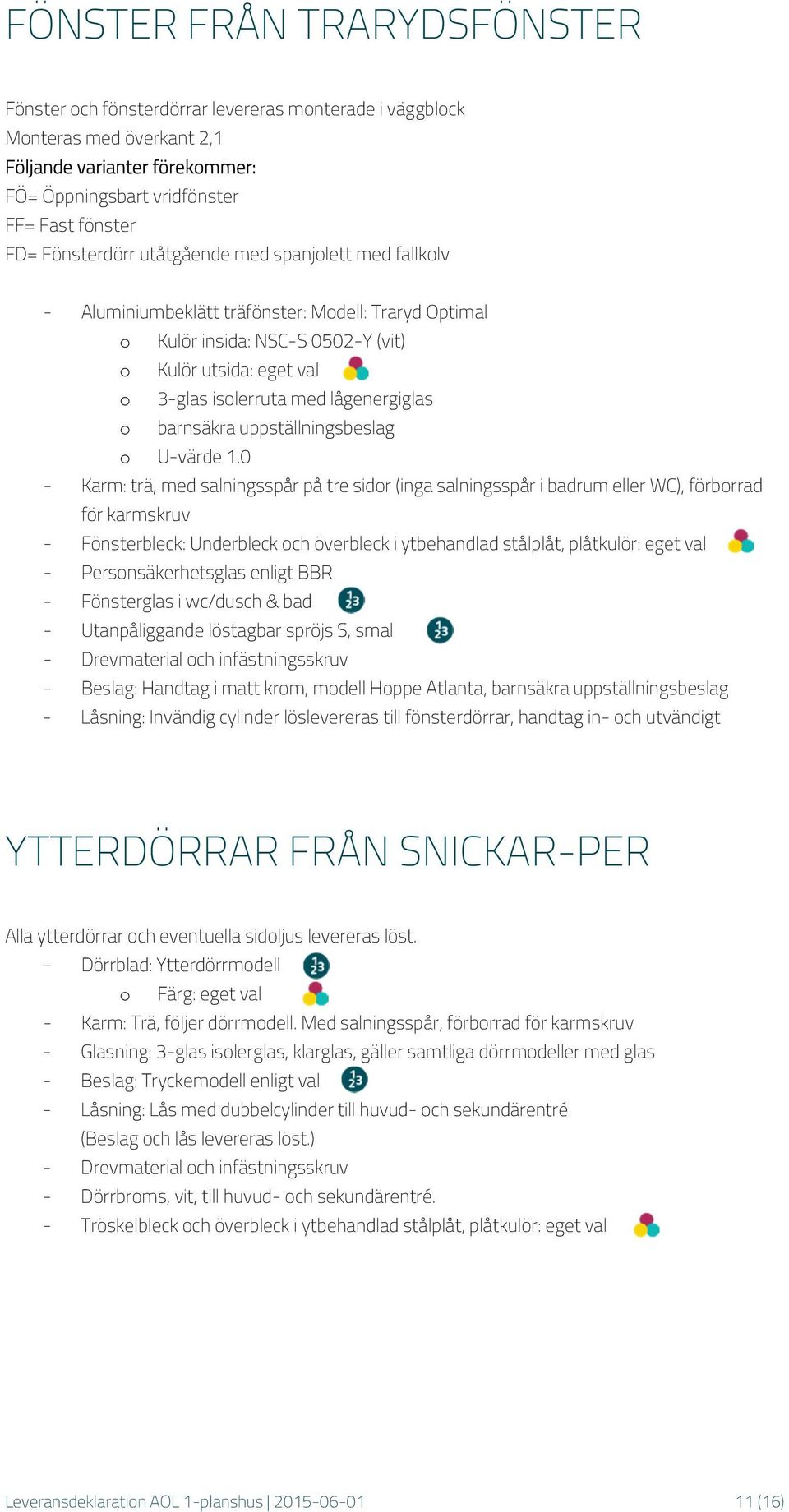 lågenergiglas o barnsäkra uppställningsbeslag o U-värde 1.