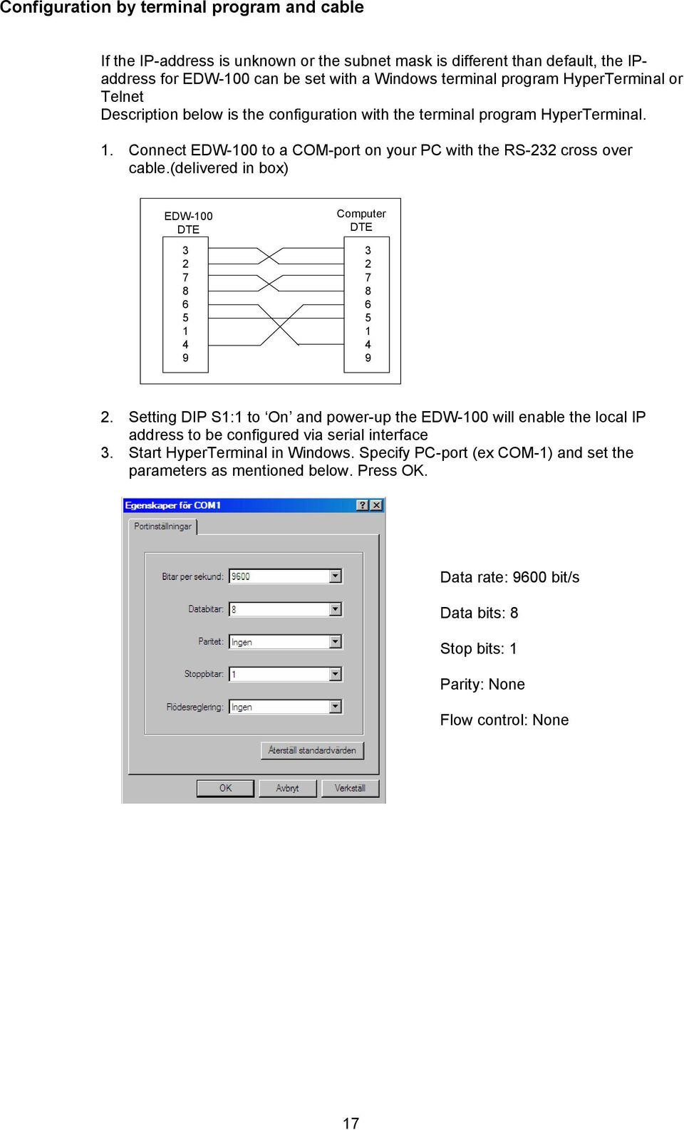 (delivered in box) EDW-100 DTE 3 2 7 8 6 5 1 4 9 Computer DTE 3 2 7 8 6 5 1 4 9 2.