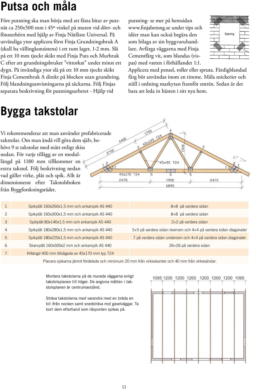 Slå på ett 10 mm tjockt skikt med Finja Puts och Murbruk C efter att grundningsbruket vittorkat under minst ett dygn.