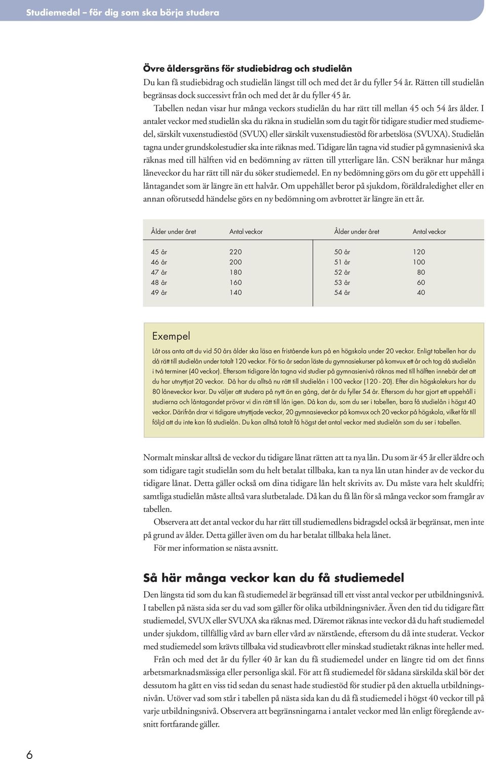 I antalet veckor med studielån ska du räkna in studielån som du tagit för tidigare studier med studiemedel, särskilt vuxenstudiestöd (SVUX) eller särskilt vuxenstudiestöd för arbetslösa (SVUXA).