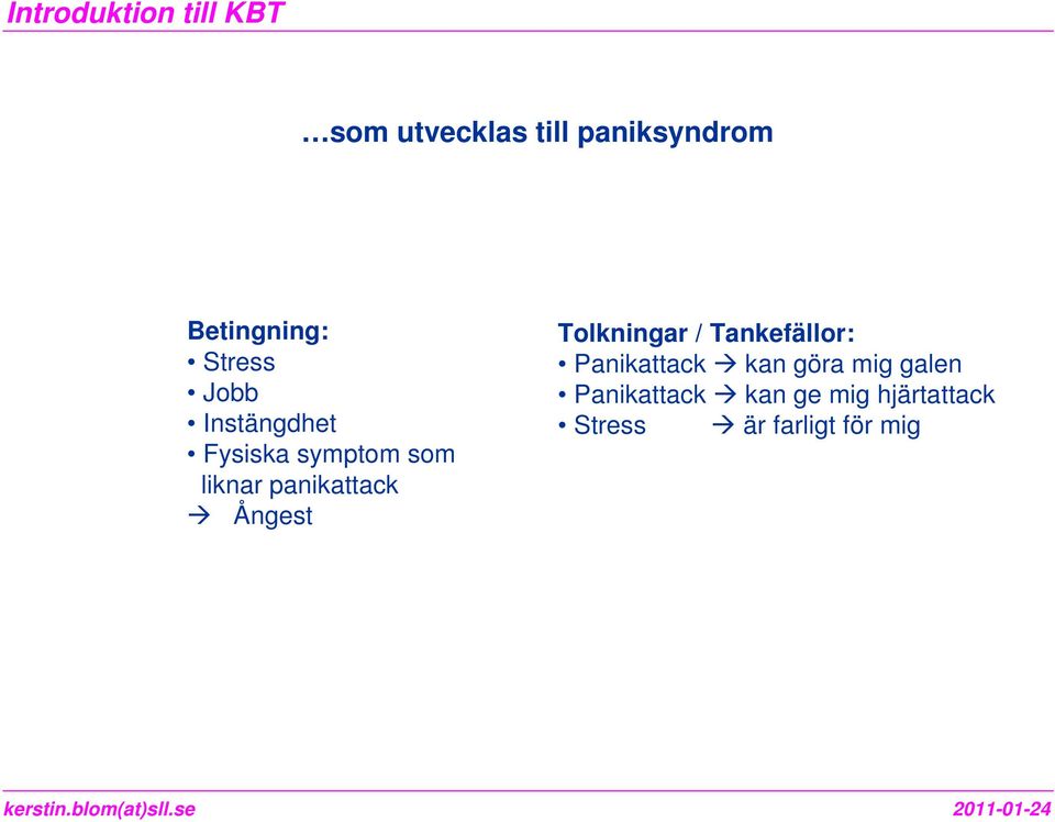 Tolkningar / Tankefällor: Panikattack kan göra mig galen