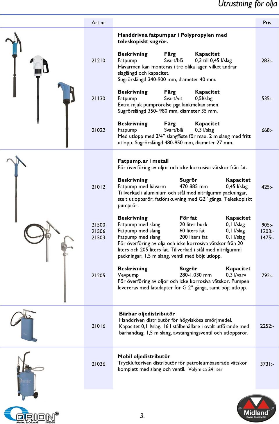 Beskrivning Färg Kapacitet Fatpump Svart/vit 0,5l/slag Extra mjuk pumprörelse pga länkmekanismen. Sugrörslängd 350-980 mm, diameter 35 mm.