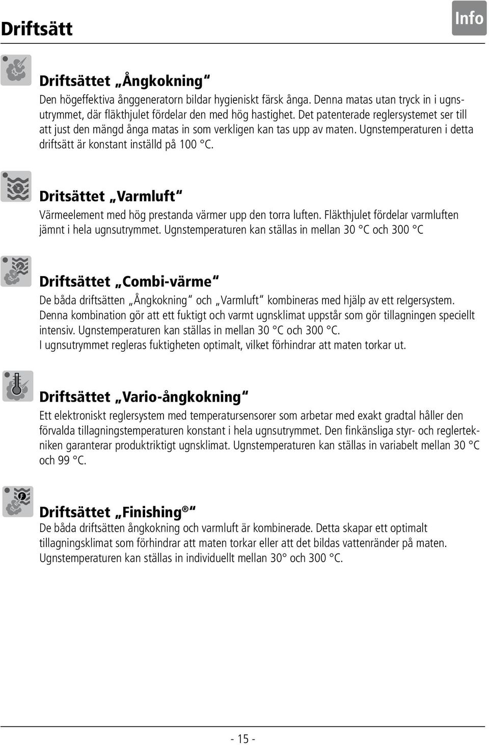 Dritsättet Varmluft Värmeelement med hög prestanda värmer upp den torra luften. Fläkthjulet fördelar varmluften jämnt i hela ugnsutrymmet.