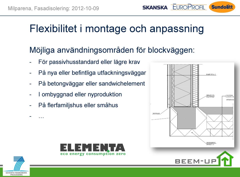 befintliga utfackningsväggar - På betongväggar eller sandwichelement