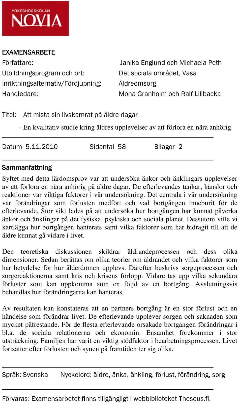 Dating efter förlust av en make/maka
