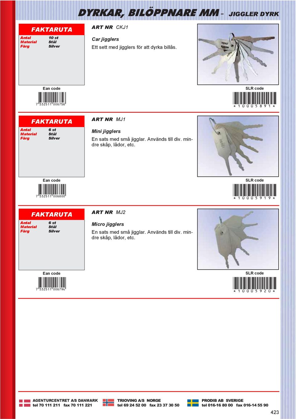 7DNCPBL*aagiaa+ *10005919* Antal 6 st Stål Silver ART NR MJ2 Micro jigglers En sats med små jigglar. Används till div. mindre skåp, lådor, etc.