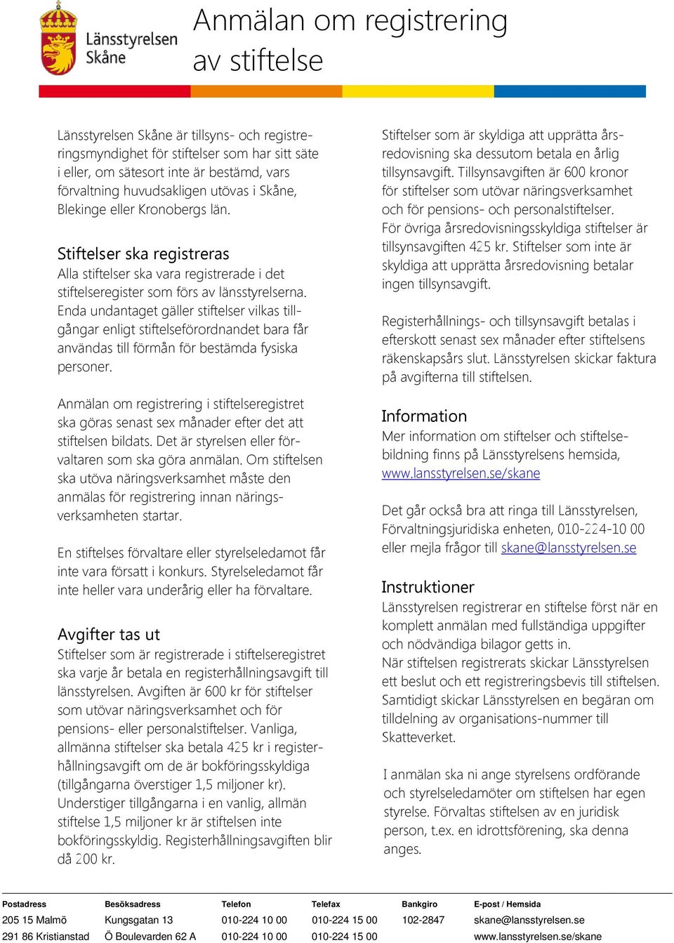 Anmälan om registrering av stiftelse - PDF Free Download