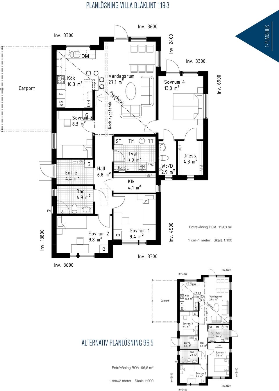 Skala 1:100 DM ALTERNATIV PLANLÖSNING 96,5