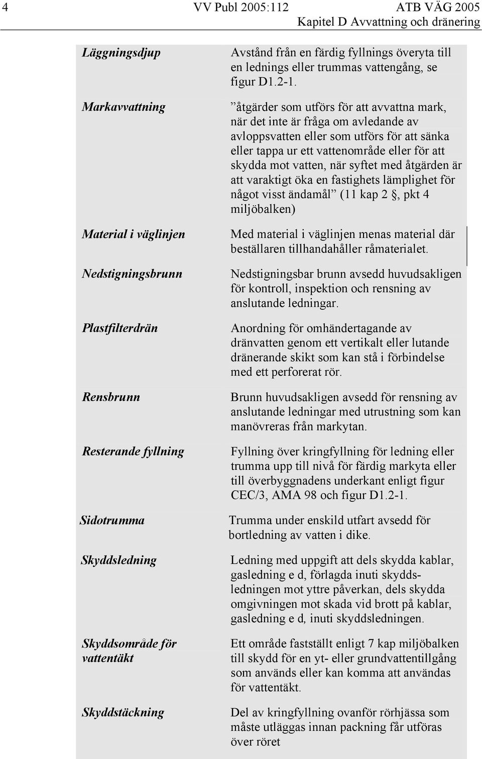 åtgärder som utförs för att avvattna mark, när det inte är fråga om avledande av avloppsvatten eller som utförs för att sänka eller tappa ur ett vattenområde eller för att skydda mot vatten, när