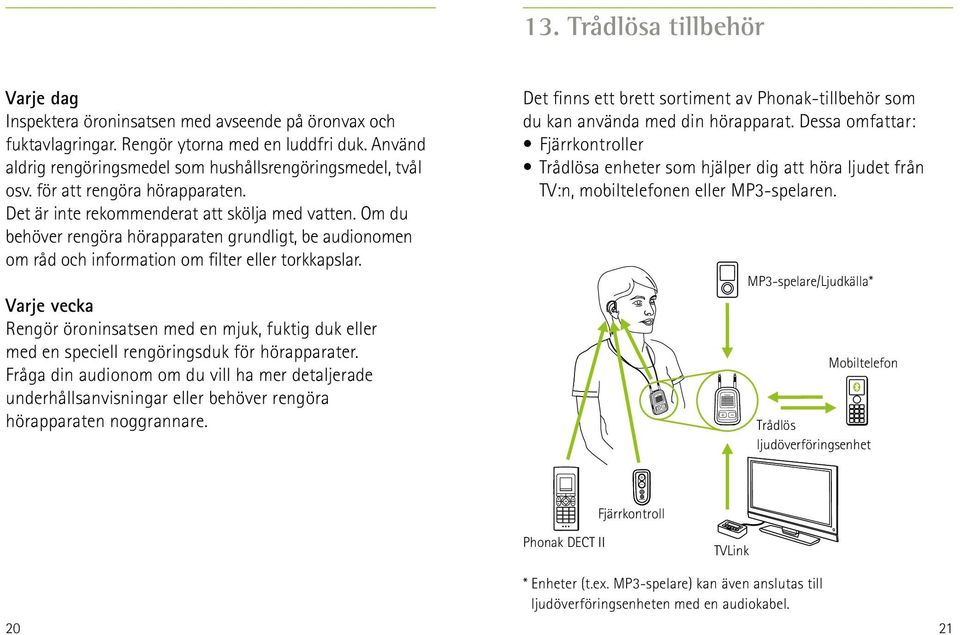 Om du behöver rengöra hörapparaten grundligt, be audionomen om råd och information om filter eller torkkapslar.