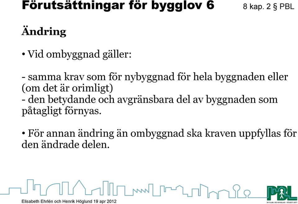 hela byggnaden eller (om det är orimligt) - den betydande och avgränsbara