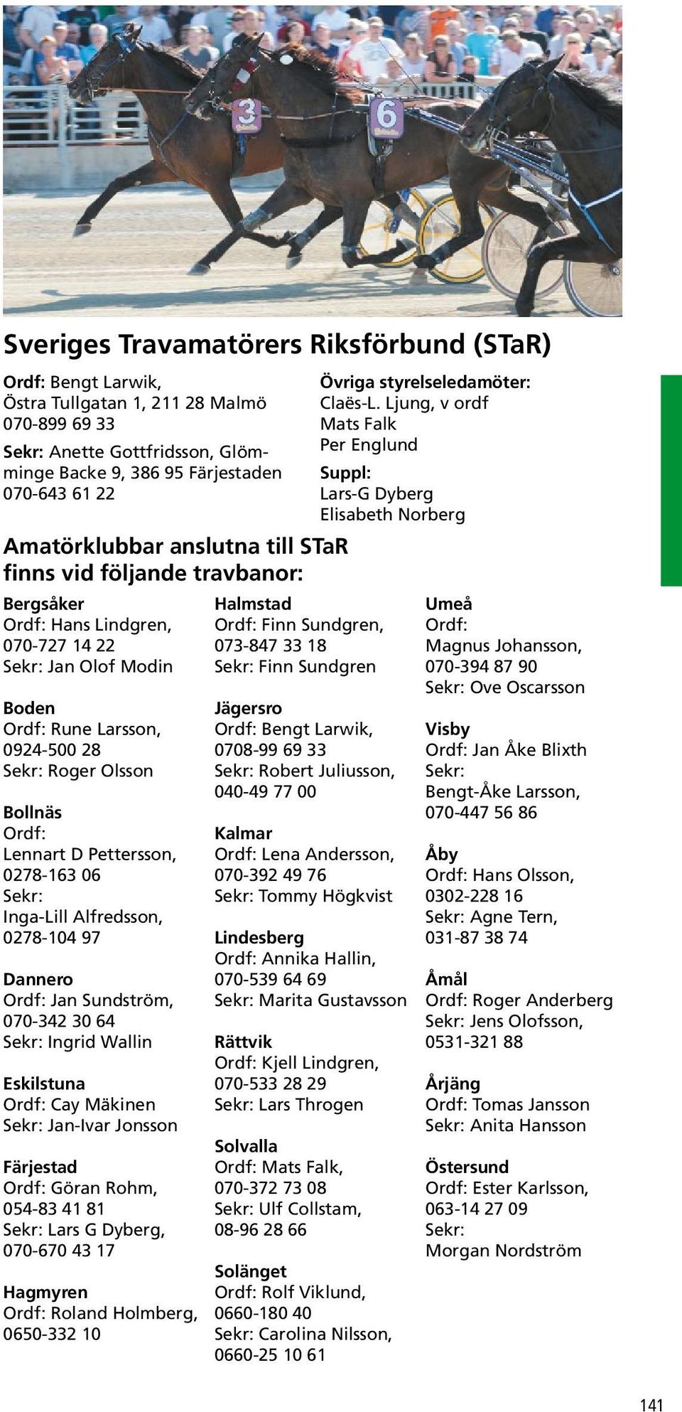 Alfredsson, 0278-104 97 Dannero Jan Sundström, 070-342 30 64 Ingrid Wallin Eskilstuna Cay Mäkinen Jan-Ivar Jonsson Färjestad Göran Rohm, 054-83 41 81 Lars G Dyberg, 070-670 43 17 Hagmyren Roland