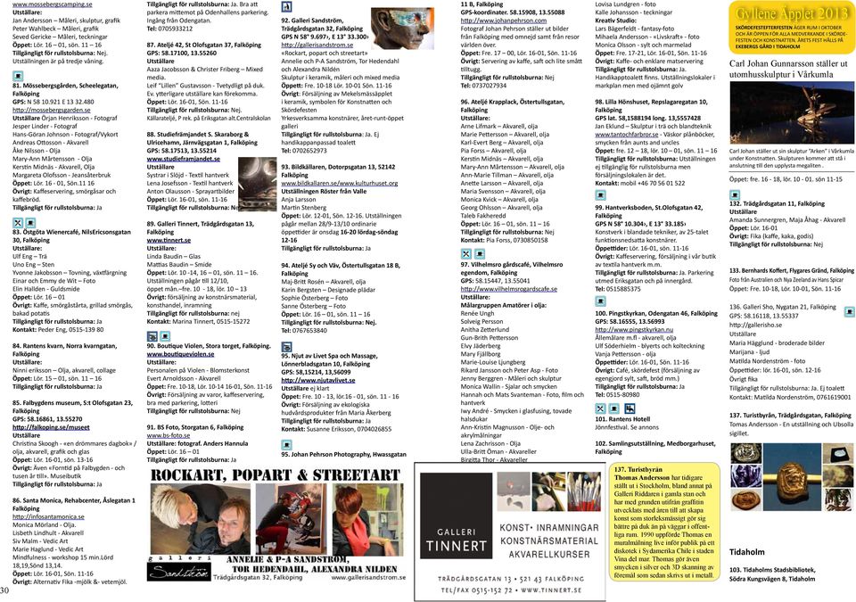 se Örjan Henriksson - Fotograf Jesper Linder - Fotograf Hans-Göran Johnson - Fotograf/Vykort Andreas Ottosson - Akvarell Åke Nilsson - Olja Mary-Ann Mårtensson - Olja Kerstin Midnäs - Akvarell, Olja