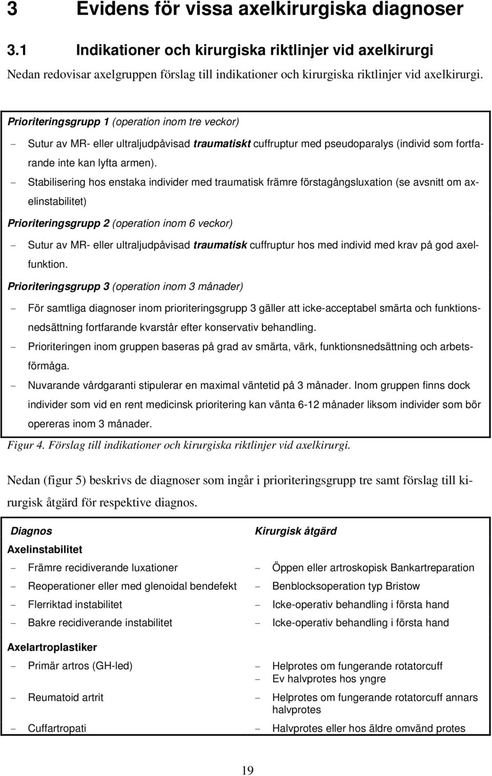 - Stabilisering hos enstaka individer med traumatisk främre förstagångsluxation (se avsnitt om axelinstabilitet) Prioriteringsgrupp 2 (operation inom 6 veckor) - Sutur av MR- eller ultraljudpåvisad