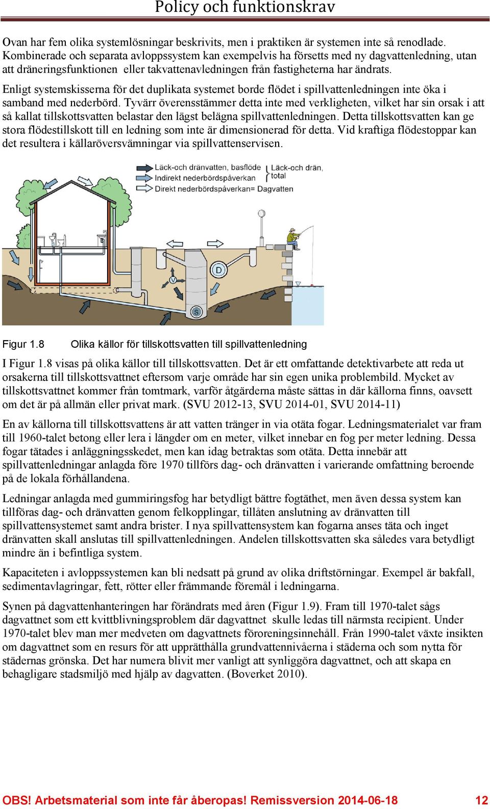 Enligt systemskisserna för det duplikata systemet borde flödet i spillvattenledningen inte öka i samband med nederbörd.